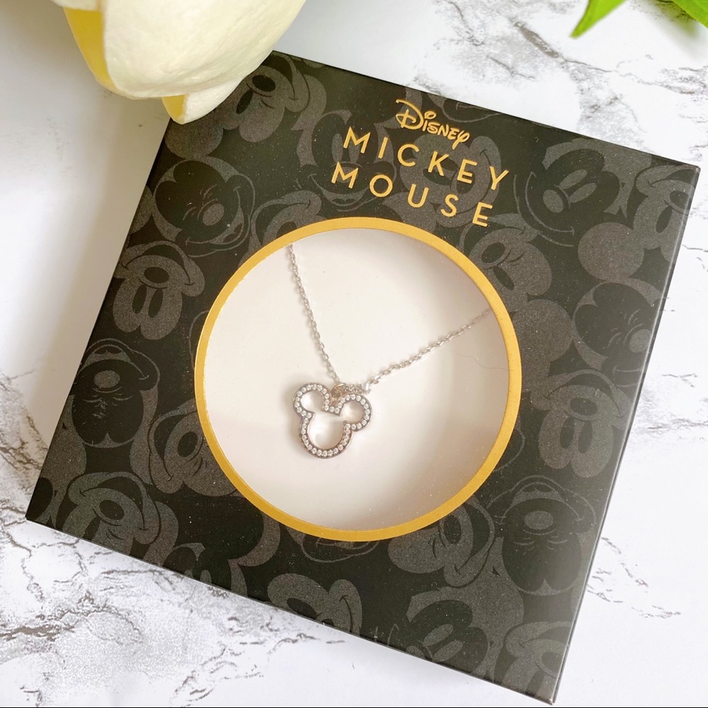 Mickey Mouse Pave Dainty Silver Necklace